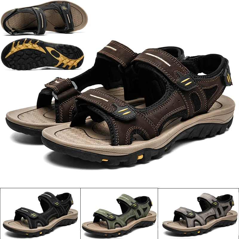 

Genuine Leather Men Sandals Summer New Large Size Men Sandals Outdoor Men's Casual Shoes Fashion Sandals Slippers Big Size 38-48