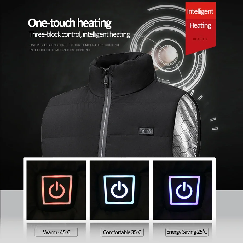 USB Heating Vest Jacket Men Infrared 15 Areas Heating Vest Jacket Winter Electric Heated Vests Plus Size 5XL Sleeveless Jackets