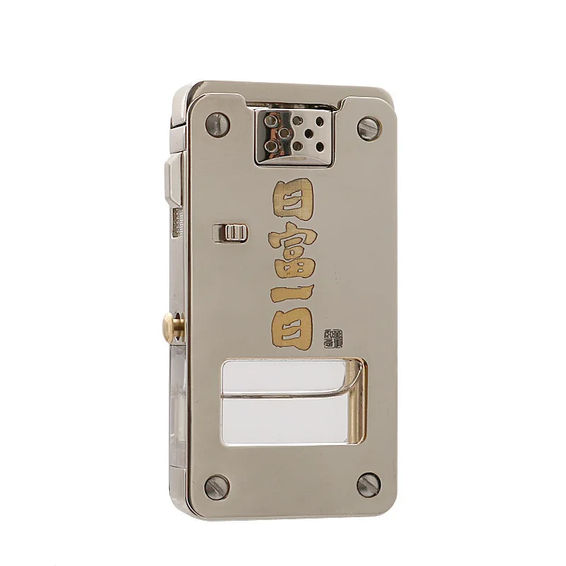 ولاعة CHIEF CF705 مع لسان التنين، مضخة خزان الزيت الشفافة، قفل أمان للتحكم في الزيت، هدية كلاسيكية راقية