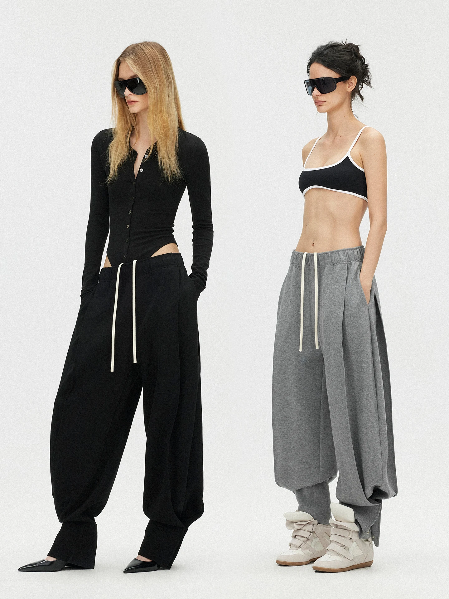 

Брюки с низкой талией и широкими штанинами, плиссированные, с отворотами, повседневные, из смесового хлопка, женская модная коллекция весна, сделано в Китае