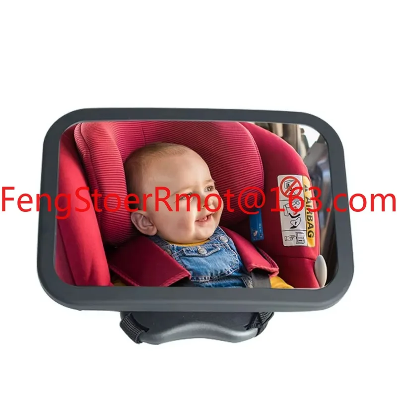 Large wide rear shatter resistant adjustable rear seat safety mirror