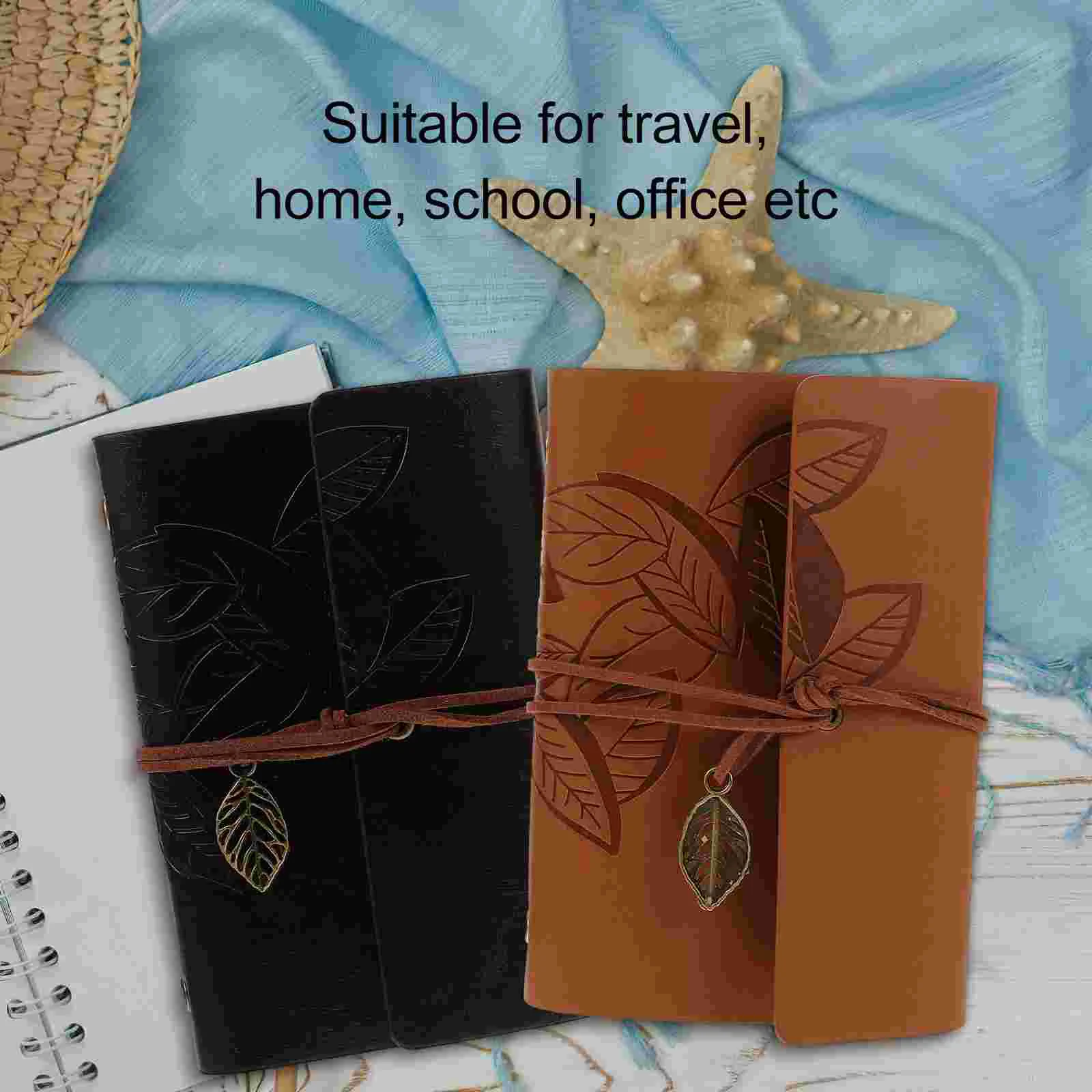 2 Pcs Multifunction Mini Travel Notebook Loose-leaf Retro Notepad 2pcs Packaged Journey Imitation Daily Writing