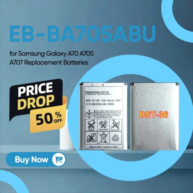 

New High-Capacity 4400mAh EB-BA705ABU Phone Battery for Samsung Galaxy A70 A70S A707 Replacement Batteries