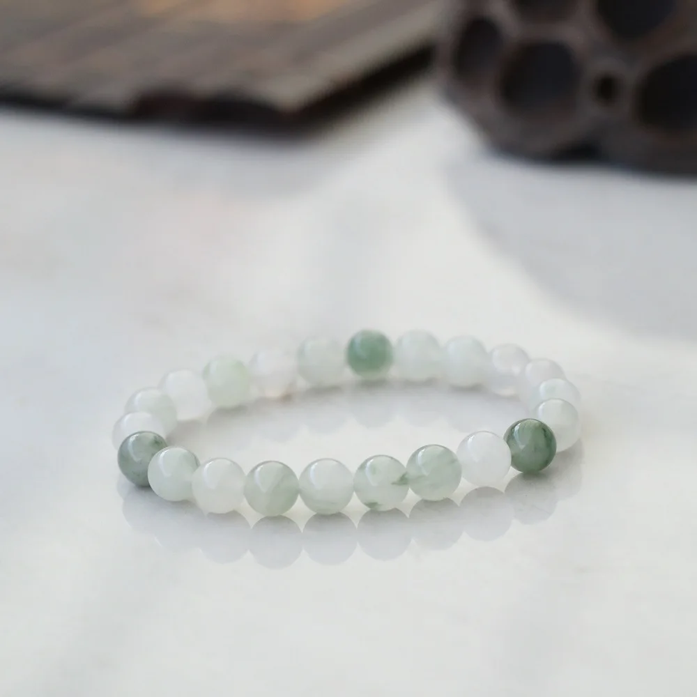 New Chinese Style Tian Shan Jade Beaded Bracelet Icy Translucent Flower Pattern Golden Thread Bracelet Jadeite Daily Jewelry
