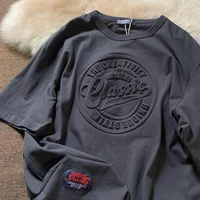 Camiseta Vintage de manga corta con estampado de sello de acero en 3D para hombre, camiseta informal, camisetas para parejas, camisetas holgadas para mujer y hombre