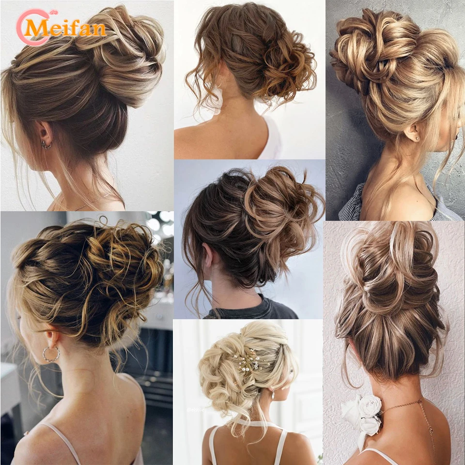 MEIFAN Synthetic Claw Chignon Messy Curly Fluffy Hair Bun Clip In Ponytail Extensions Natural False Hairpieces for Women