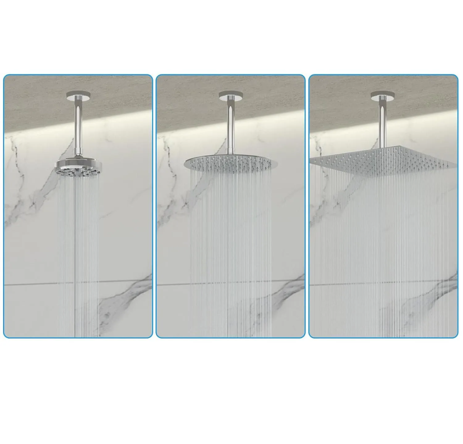 Shower Arm 4/8/10/12inch Ceiling Mount Shower Arm and Flange Shower Head Extension Arm for Rainfall Showerhead Polished Chrome