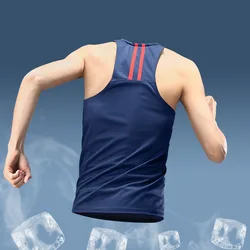 Breathable Quick Dry Tank Tops Fitness Sportswear Men Shirts Gym Bodybuilding Casual Running Ice Silk Quality Sleeveless TShirts