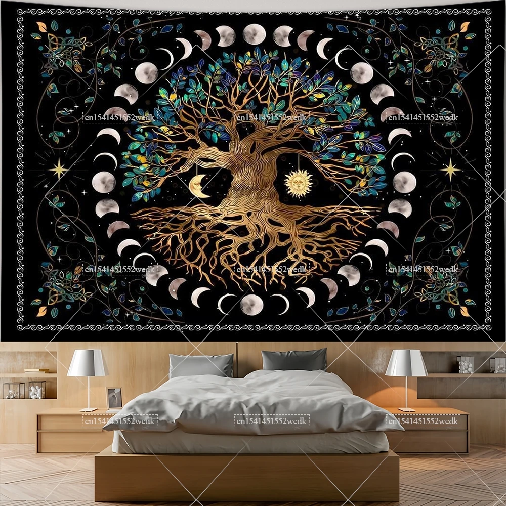 Tarot Altat Cloth Tree Of Life Tapestry Bohemian Divination Celtic Star Witchcraft  Tapestrys Aesthetic Home Decor Moon Phases