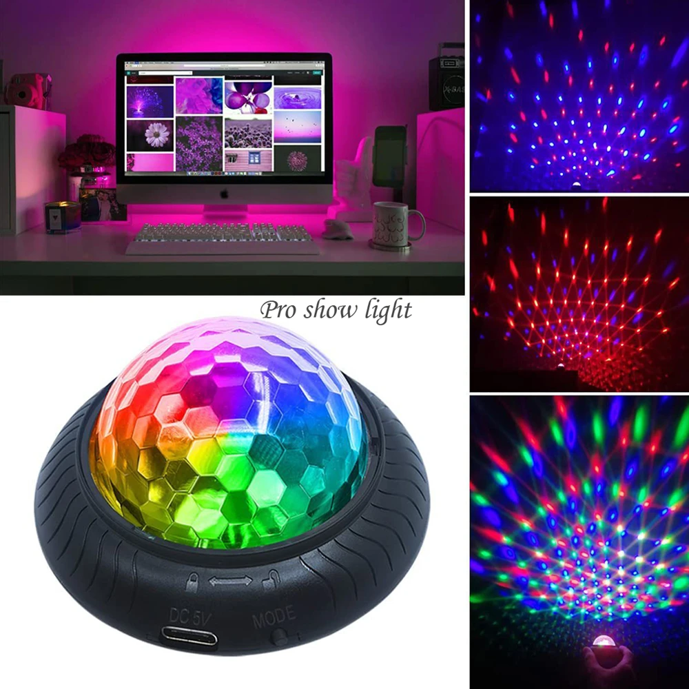 Mini Disco Party Lights LED Night Light Rechargeable Battery Powered LED Magic Ball Light Colorful Disco Ball for Christmas DJ