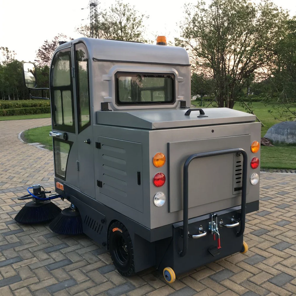 Enclosed Cabin Ride On Street Sweeper Industrial Commercial Road Floor Cleaning Equipment For Workshop Factory Park School view 2