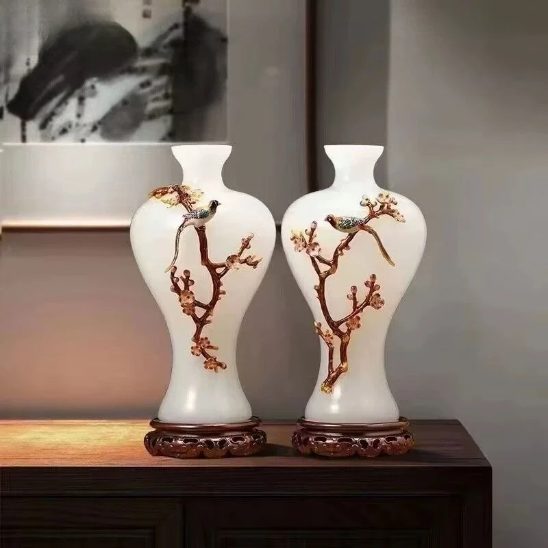 f New Chinese-style glazed vase ornament entrance living room, decorative ornament home jewelry TV cabinet housewarming gift