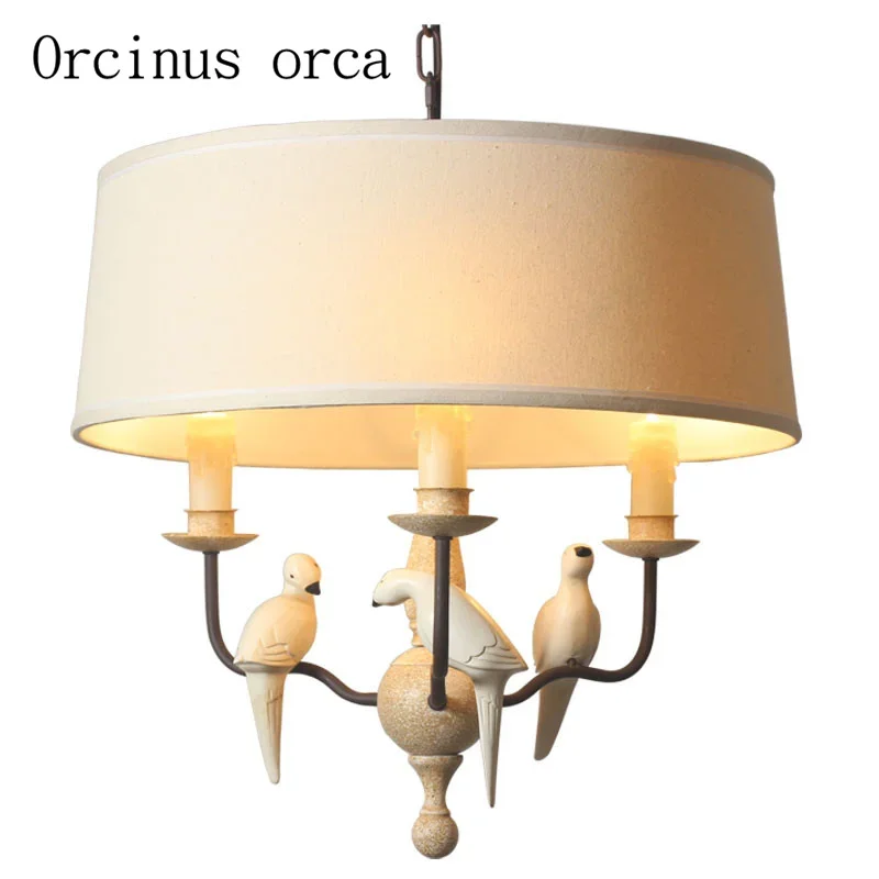 American country Bird Pendant lamp living room bedroom dining room study Nordic simplicity warm resin Chandelier free shipping