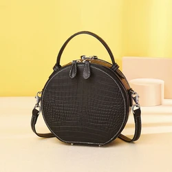 New women‘s bag Real cowhide Leather Round bag fashion Luxury bag designer genuine lrather tote bag Women's handbag