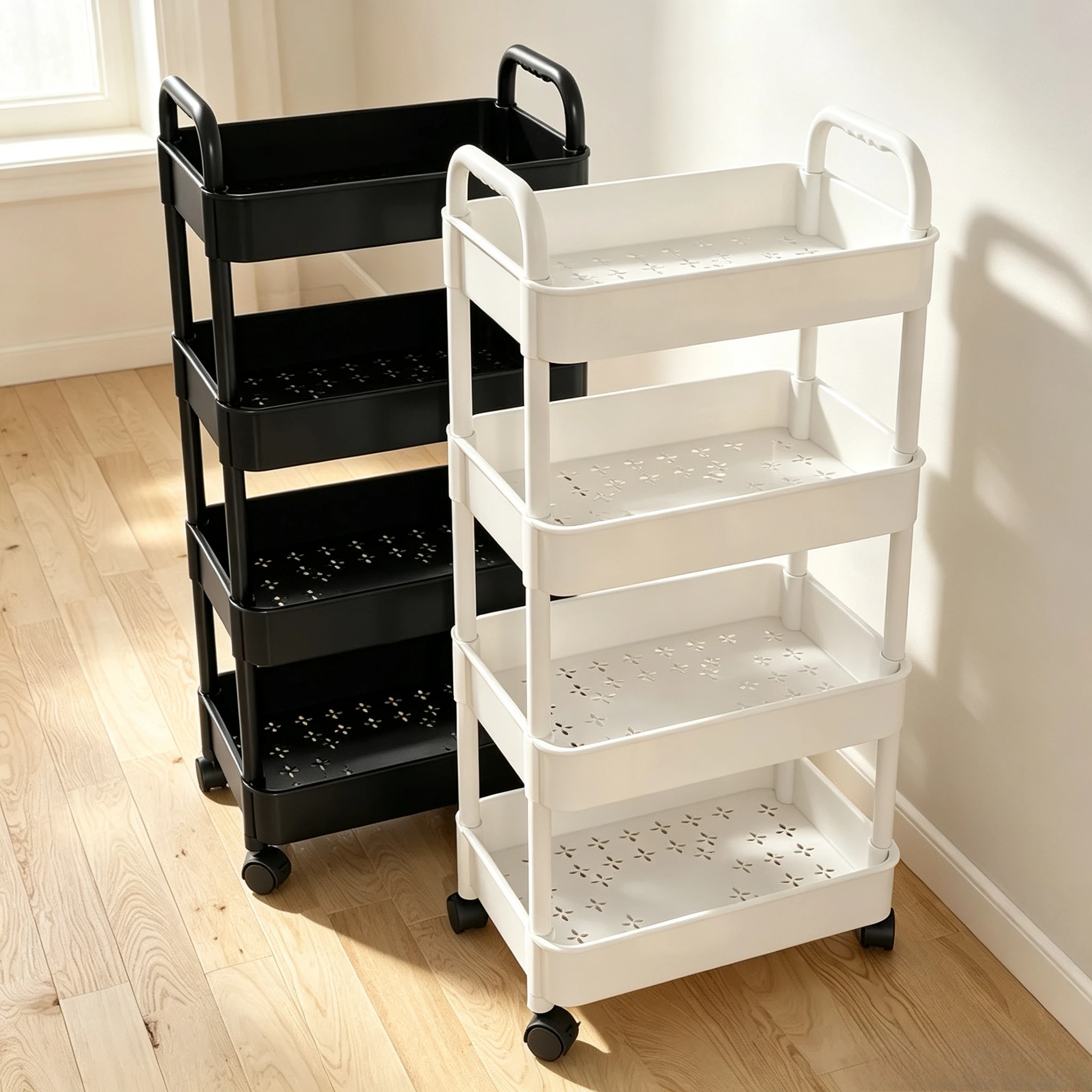 Rolling Under Desk Storage Cart Multi-Layer Mobile Organizer Shelf with Wheels for Snacks Office Home, Customized