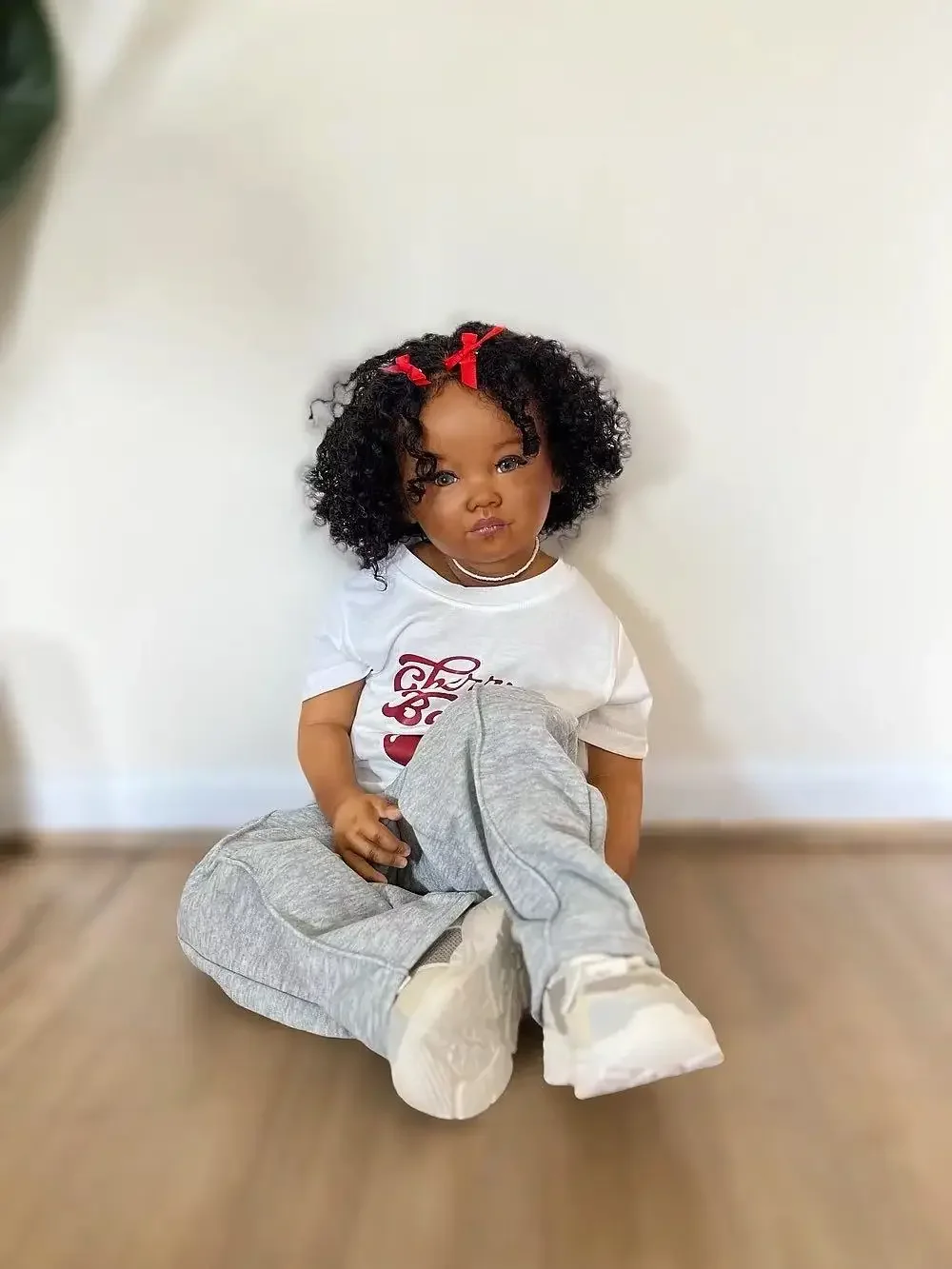 EGO Customized Limited Supply 29inch Reborn Baby Meili With Hand-Rooted Hair Already Finished Doll Dark Skin Different Dress