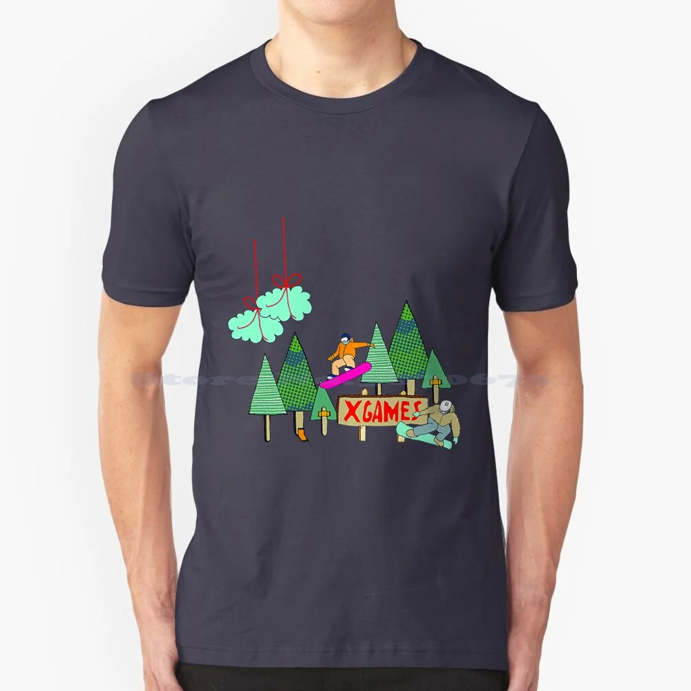 Espn X Games Aspen Snowboard Treetops T Shirt 100% Cotton Tee Game Aspen Game Snowboard Game Treetops Aspen Snowboard Snowboard