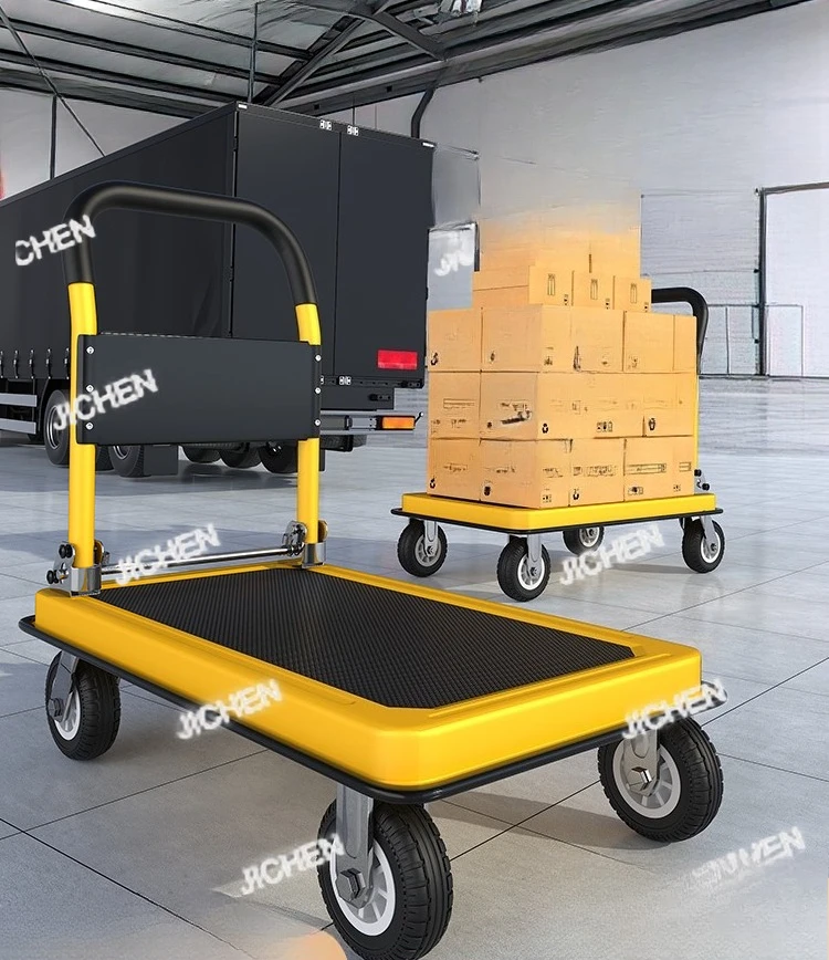 

Тележка, бортовой грузовик, тянущие товары, прицеп, грузовик, портативная складная четырехколесная бесшумная тележка, домашняя экспресс-тележка