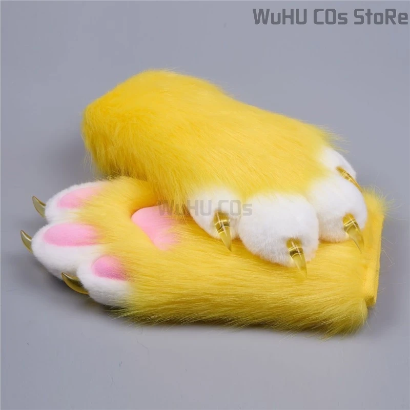 Fursuit Cosplay Paws Gloves Cosplay Accessories Furry Cosplay Paws Rubbit Cat Soft Cute Fluffy Animal Party Kawaii 22 COLORS