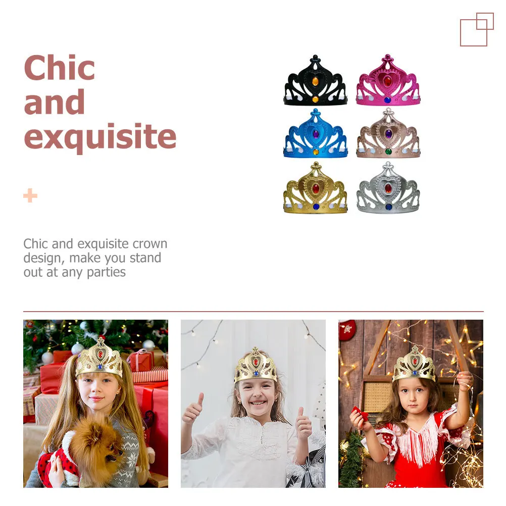 

6Pcs Kids Crowns Durable Cloth Material Birthday Party Accessory Cartoon Birthday Decoration Crown Decor Decorative Kids Crown