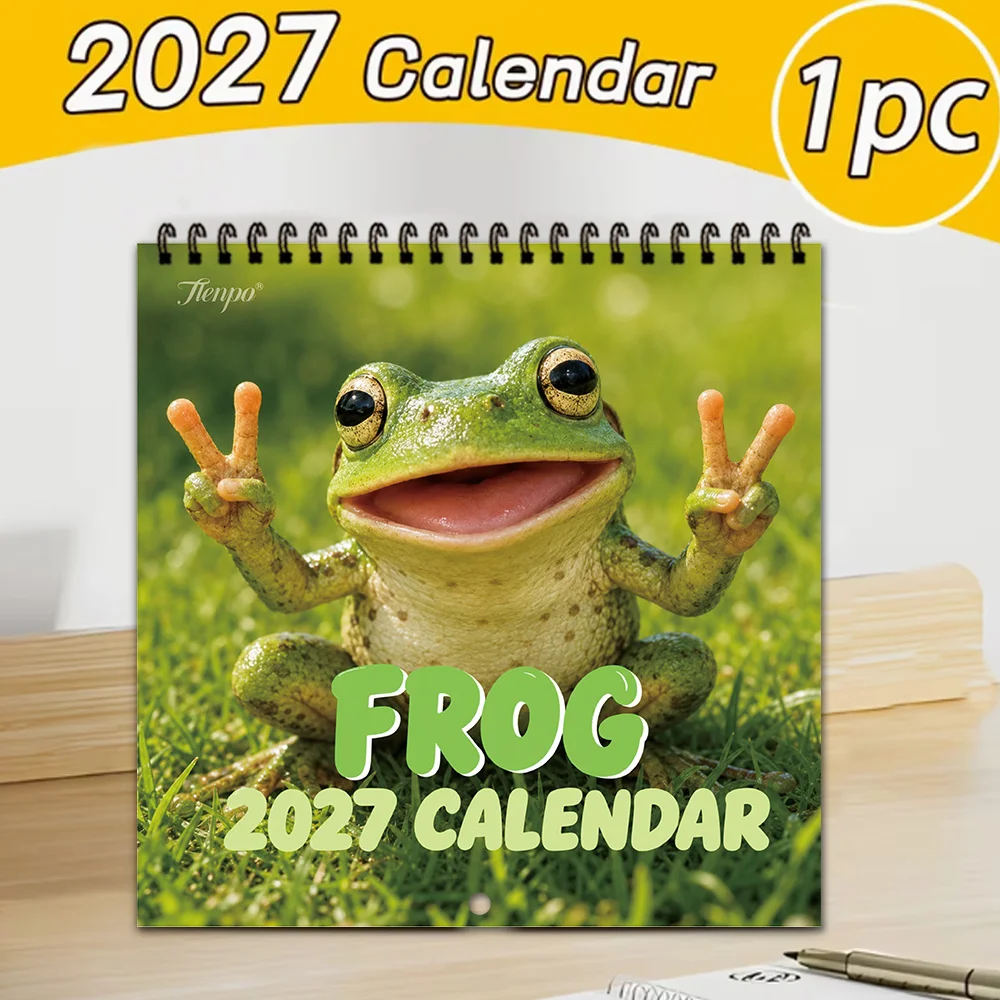 1pc 2027 Wall Calendar,Healing Frog Theme, 12-Month Monthly Planner, Perfect Gift For Back-to-school Season, Christmas, New Year