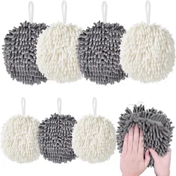 2PC Wipe Hands Towel Ball with 2 Hooks  Super Absorbent Health Microfiber Chenille Soft Towels Bathroom Kitchen Supplies