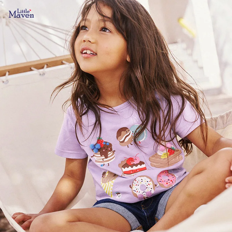 

Little Maven New Cartoon Children's Top Summer Girls Short-sleeved T-shirt Small Children Round Neck T-shirt Kids Clothes