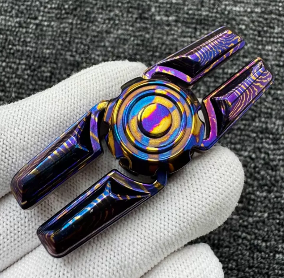 Used EDC Old Wu Timascus tuning fork gyroscope fidget spinner metal decompression toy