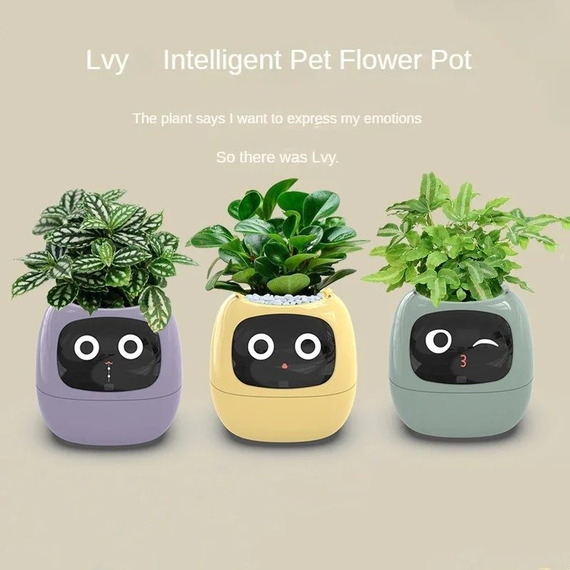 Smart Flowerpot Lazy Person Automatic Water Absorbing Plastic Resin Circular USB Rechargeable Indoor Plant Small Flowerpot