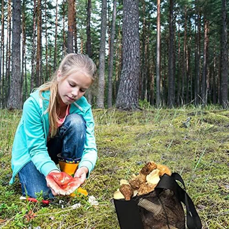 Mushroom Picking Bag,Foraging Mesh Bags,Foraging Pouch Harvesting Mushroom Basket Picking Bag Durable Black