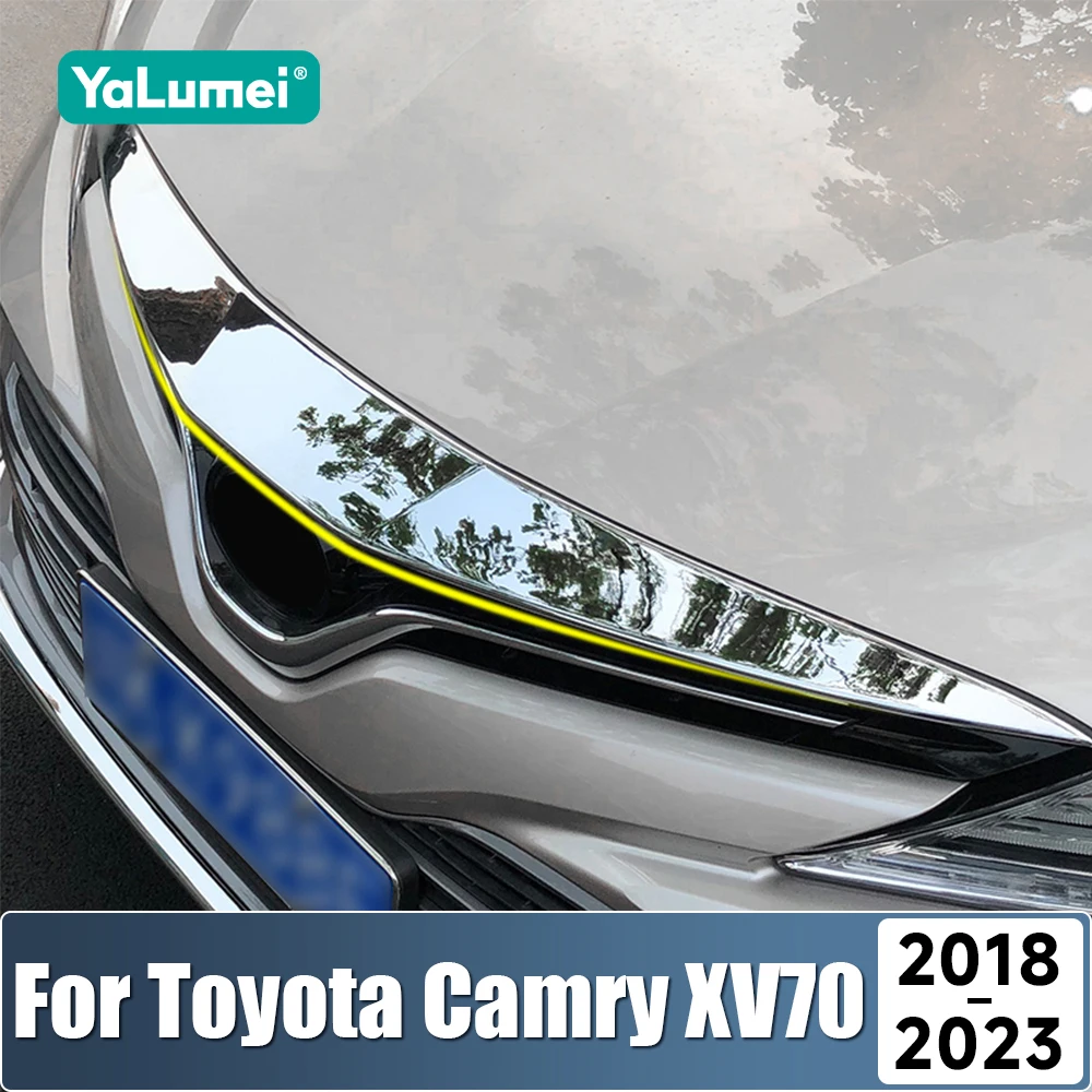 For Toyota Camry XV70 LE XLE 2018 2019 2020 2021 2022 2023 ABS Car Front Logo Hood Bonnet Grill Lip Molding Cover Trim Sticker