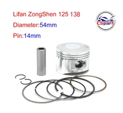 54MM 14MM 125CC 138CC Piston Rings Gasket Kit 1P54FMI Lifan ZongShen Kaya Xmotos Apollo orion Loncin kids Dirt Pit Bikes Parts