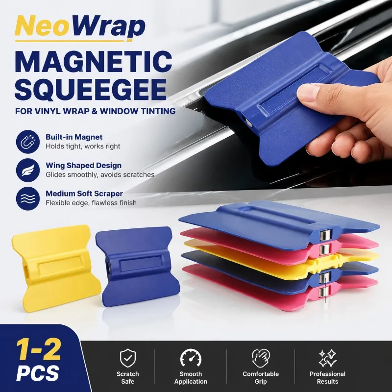 Magnetic Plastic Squeegee Professional Vehicle Wrap Tint Installation Tool Car Color Change Film Vinyl Scraper Window Sticker
