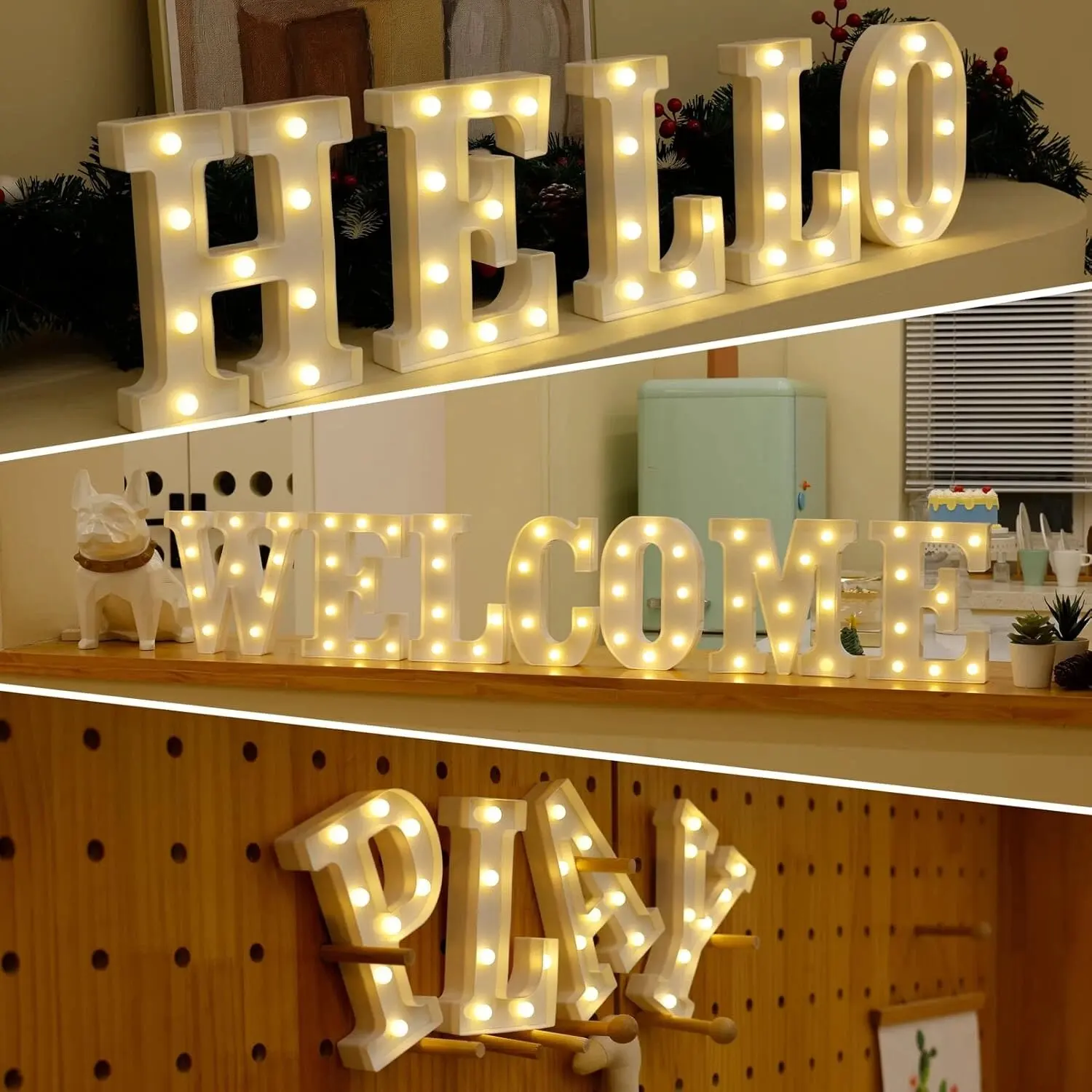 Carnival-themed LED light strip letter signage, retro playground style, battery-powered billboards, hospital decorative lights