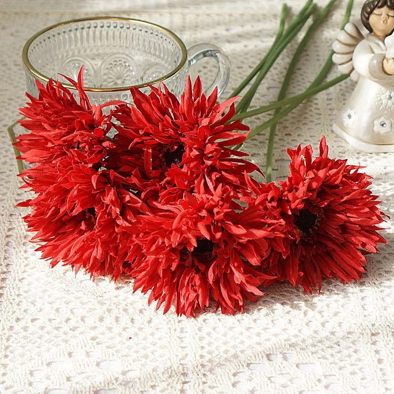 44cm Artificial Flower Brushed Gerbera Home Wedding Photography Decorative Floral Flowers Simulation Flowers Fake Flowers