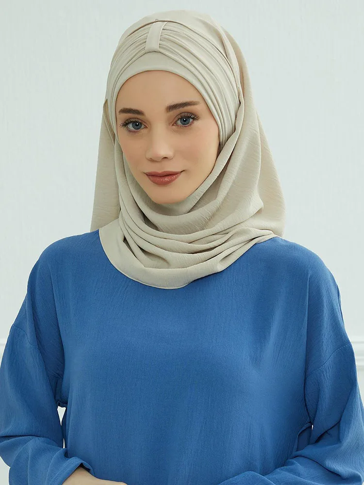 Büyük düz müslüman şapka iç başörtüsü kapaklar ramazan Headwraps ön tasarım