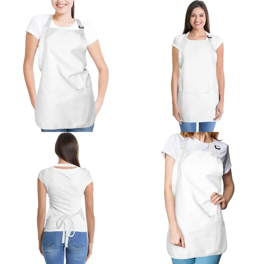 

White 12-Pack Poly Cotton Blend Kitchen Aprons for Restaurant and Home Use