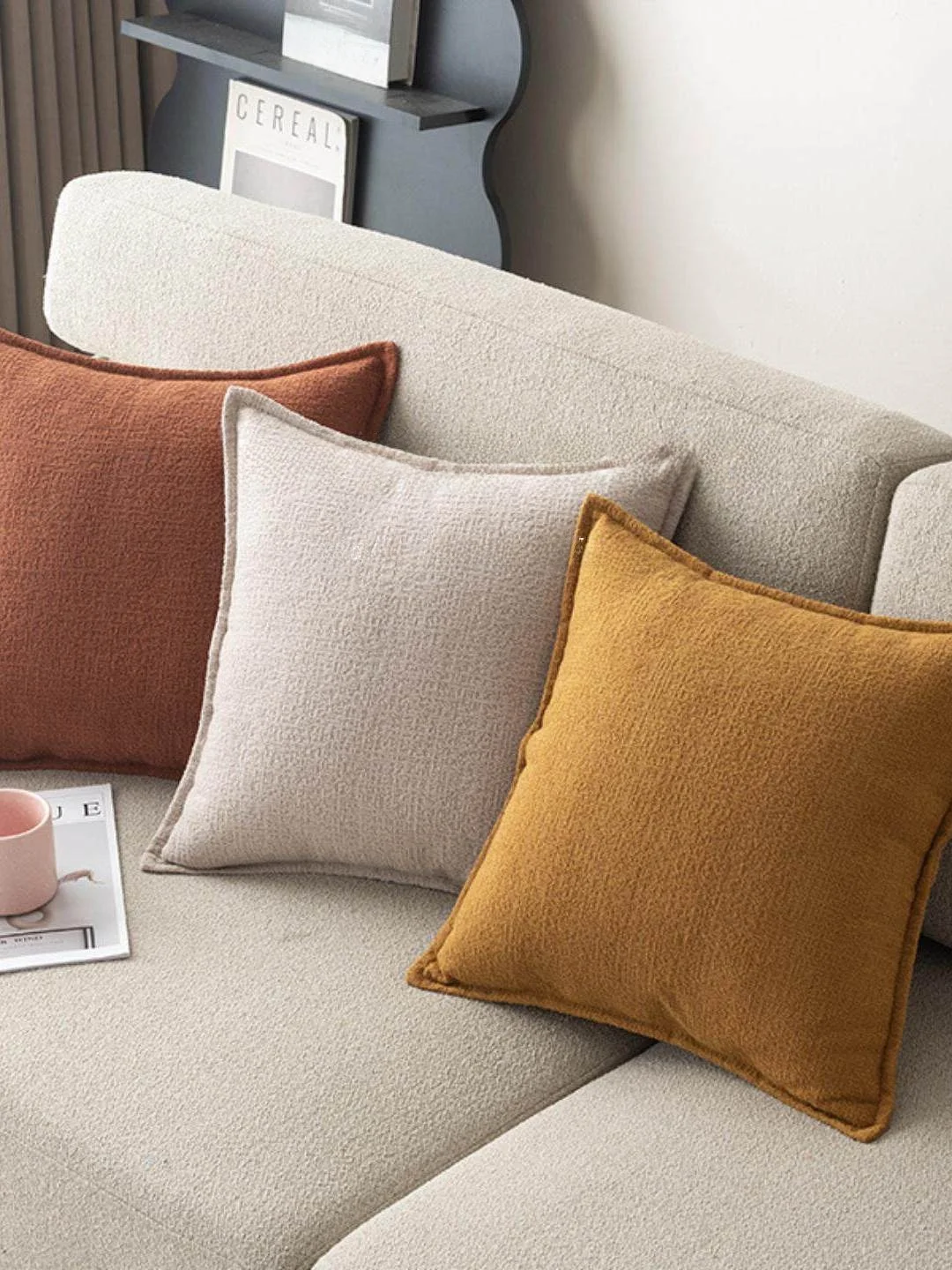 Large Size Sofa Pillowcase Pure Color Snow Linen Living Room Backrest Bed Head Cushion Cover without Core Customizable Office...