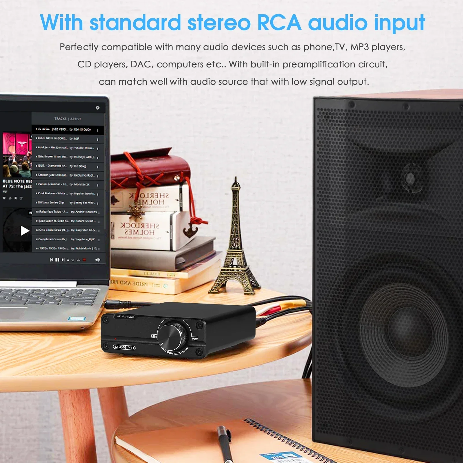 Nobsound NS-04G PRO 미니 디지털 파워 앰프, 하이파이 스테레오 2.0 채널, 클래스 D 홈 데스크탑 오디오 앰프, 100W + 100W