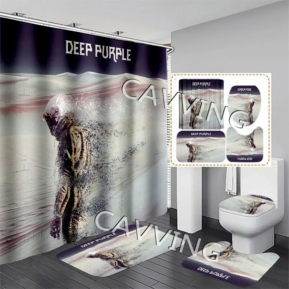 Deep Purple Rock  3D Printed  Shower Curtain Waterproof Bathroom Curtain Anti-slip Bath Mat Set Toilet Rugs Mats Home Decor  K02