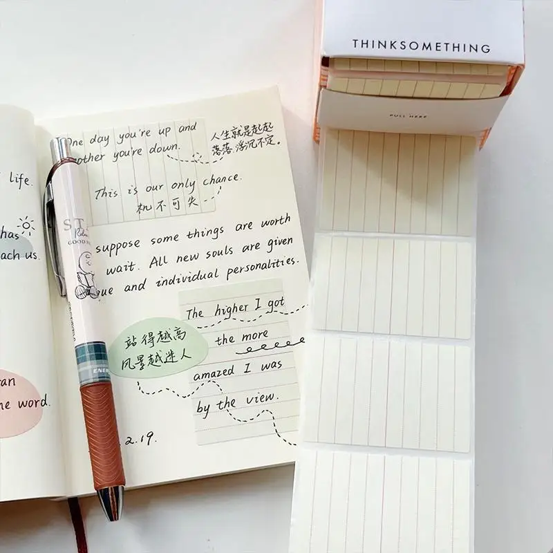 100Pcs Simple Pull Out Sticky Notes Set Student Adhesive Tearable N Times Memo Pad Multifunctional Colorful Sticky Note Book