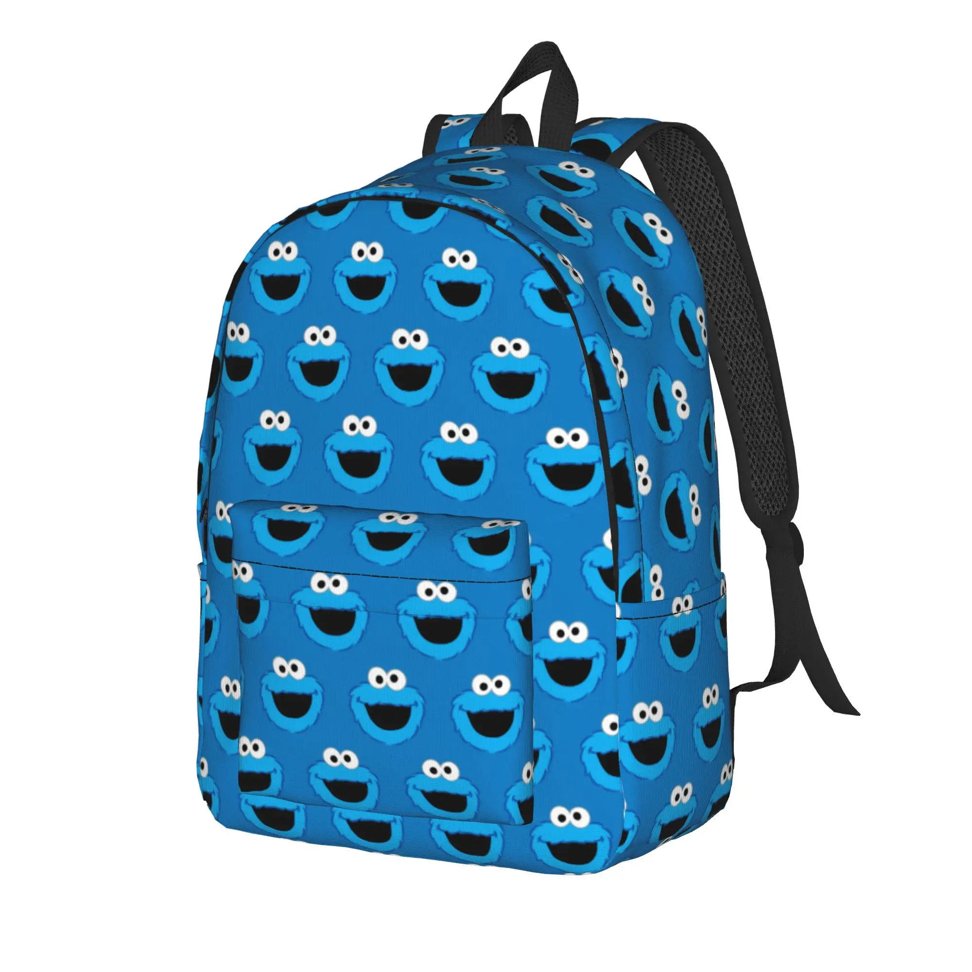Sesames Streets Backpack Cool Student Hiking Travel Daypack Smiling Cookie Monster Pattern  Laptop Computer Canvas Bags Durable