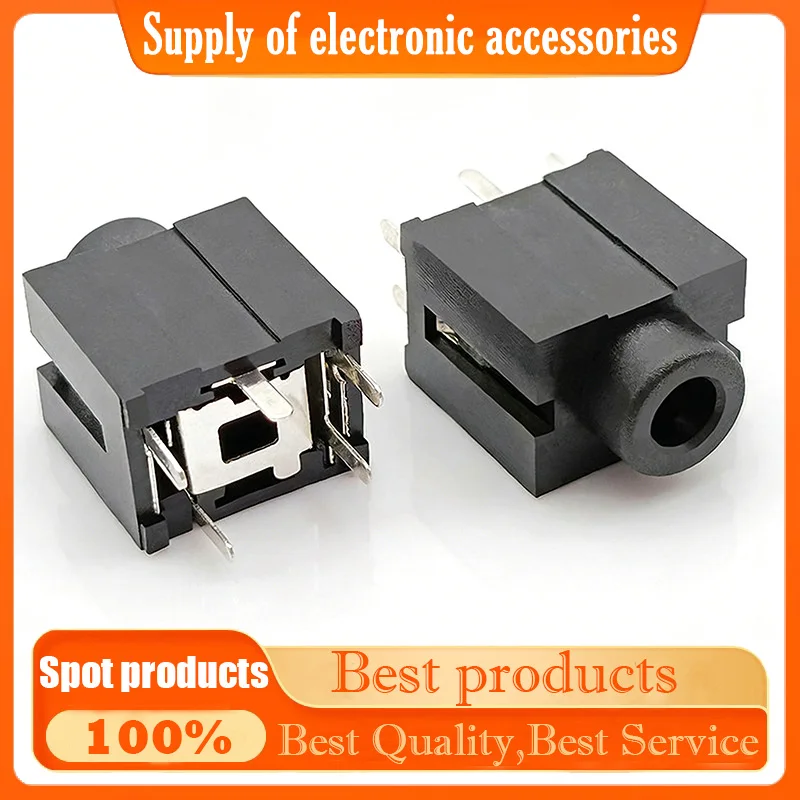 3.5mm headphone jack PJ-395 - Standing 180-degree five-pin plug with reverse function for 3.5mm jack, always-on HD structure