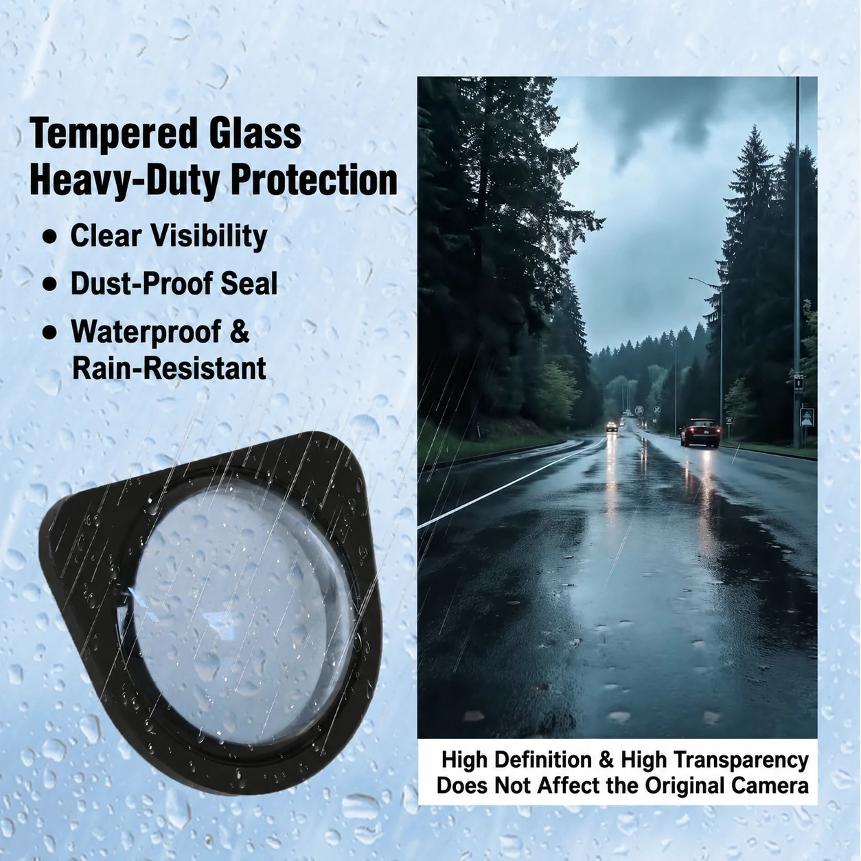HD Clear Front Camera Protector Cover 9H Tempered Glass for Tesla Model YL Y Juniper 3 Highland 2025+ Standard Rainproof view 4