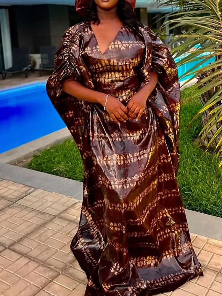 

Women's African Ankara Boubou Dashiki Kaftan Long Gown Soft Cotton Brocade Embroidery Ramadan Eid Party Wear