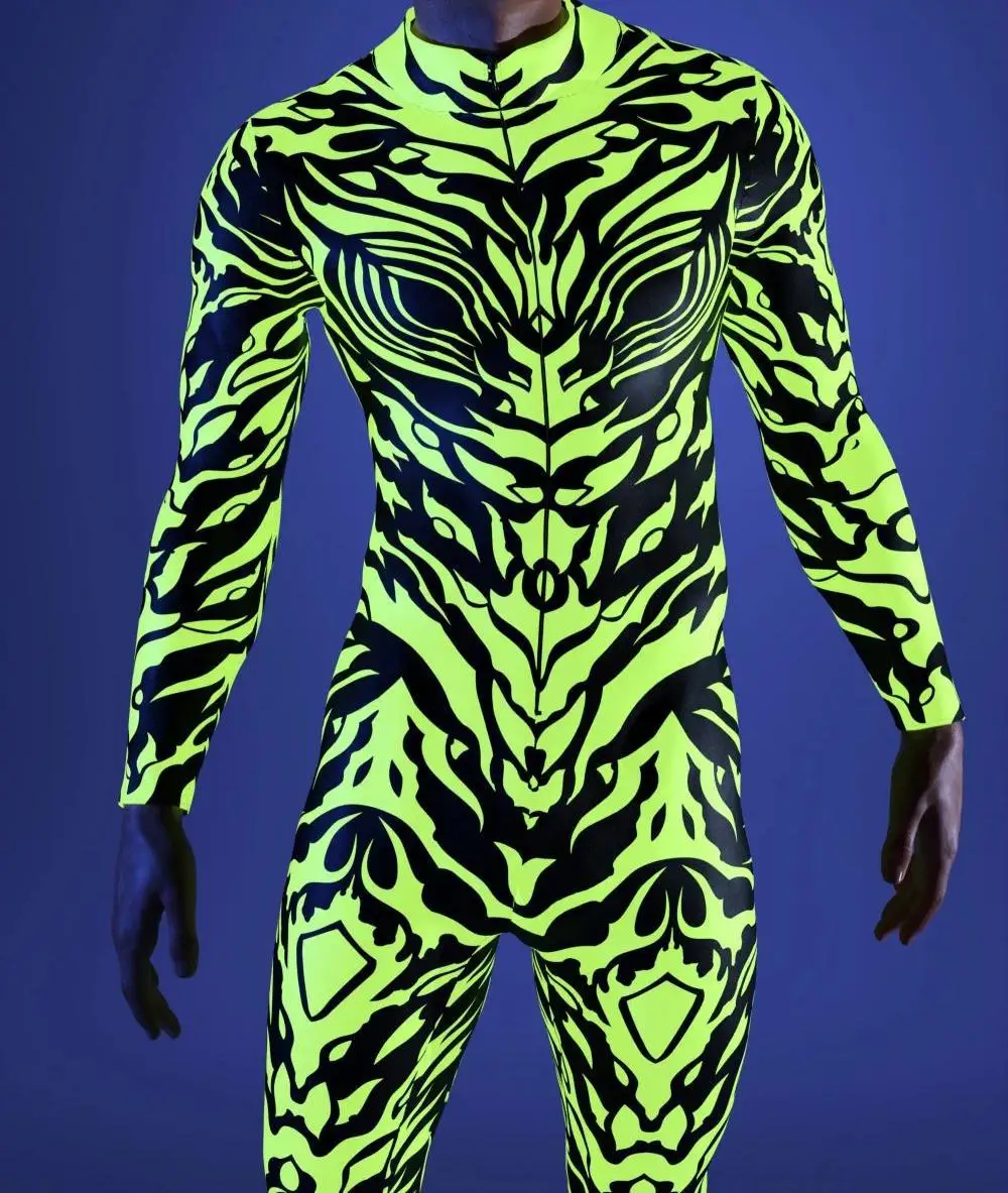 Herren Regenbogen-Party-Punk-Jumpsuit Onesie Halloween Cosplay Kostüm Elastischer Party-Performance-Bodysuit – Detail 18