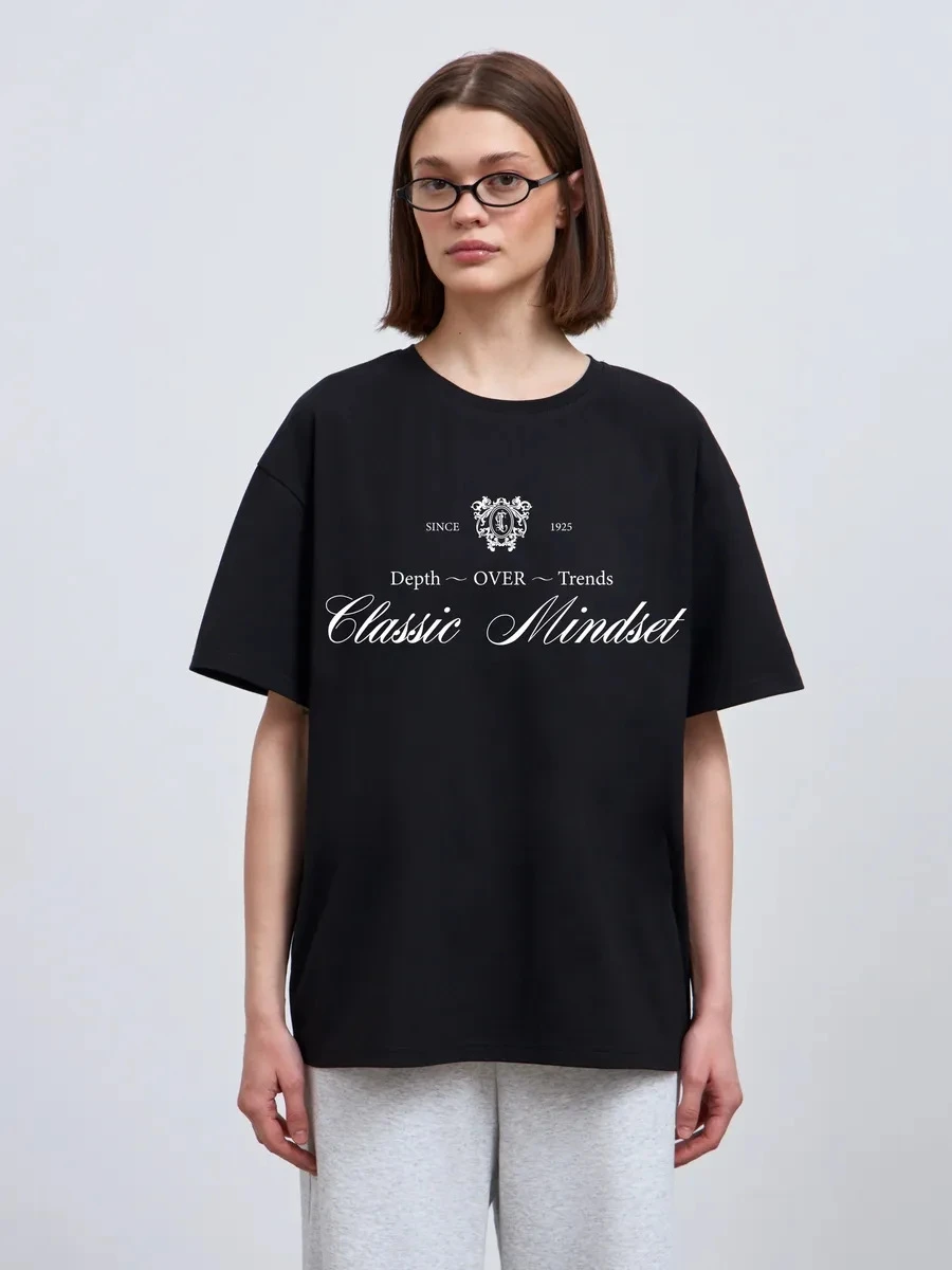 Faionable Casual Allentato rotondo Ne Stampato Lettera Tirt Top Donna Estate Cotone ort Sve Creative Commute Sle