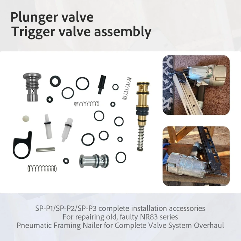 DT16 SP-P1 SP-P2 SP-P3 Plunger & Trigger Valve Assembly Kit for Hitachi NR83A2 NR83A2(S) NR83A Framing Nailer Parts