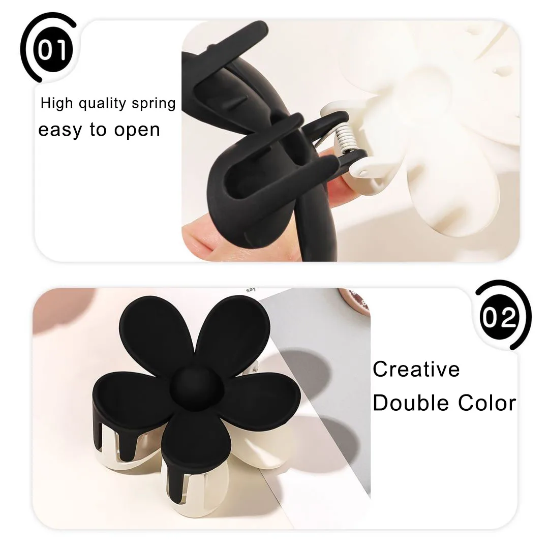 Pinzas para el cabello creativas con forma de flores de doble Color para mujer, pinzas para el cabello geométricas dulces, pinzas para cola de caballo de cangrejo, accesorios para el cabello con Clip de tiburón