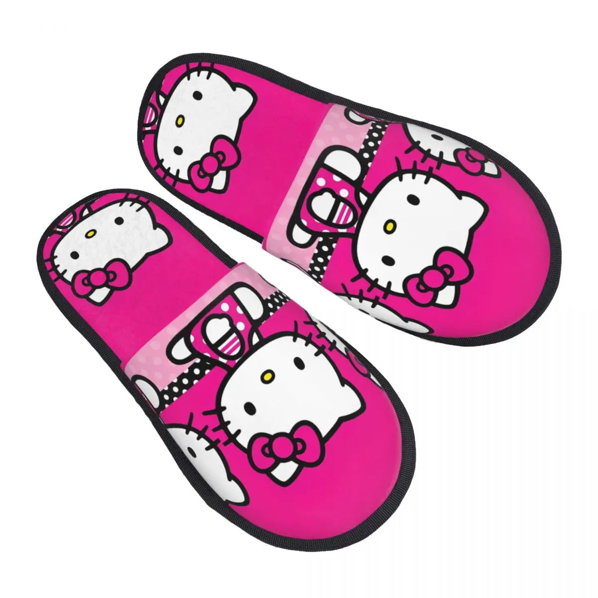 

Зимние домашние тапочки Hello Kitty с милым котом, мягкие домашние меховые тапочки для спальни, нескользящие шлепанцы
